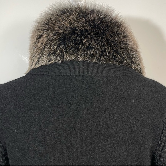 Magaschoni Genuine Fox Fur Collar Wool Alpaca Cashmere Blazer Cardigan Jacket XS - Picture 12 of 16